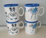 Vier  vintage Just Mugs mokken, Huis en Inrichting, Ophalen of Verzenden, Zo goed als nieuw, Overige stijlen, Kop(pen) en/of Schotel(s)