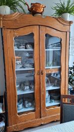 Antieke grenen vitrine kast, Moet weg!!!, 25 tot 50 cm, 100 tot 150 cm, Grenenhout, Gebruikt