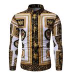 Heren barok overhemd 9 luxe goud gouden shirt zwart wit, Verzenden, Nieuw