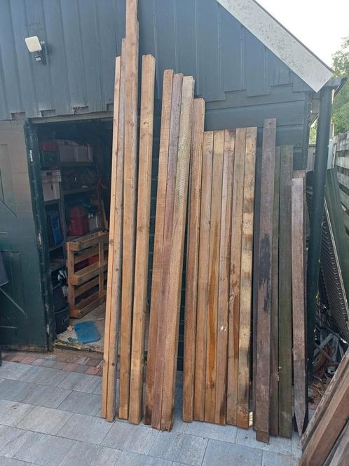 houten palen, 7x7 of iets groter,, Tuin en Terras, Palen, Balken en Planken, Gebruikt, Palen, Hardhout, Ophalen
