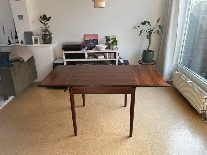 Vintage uitschuifbare tafel, Huis en Inrichting, Tafels | Eettafels, Gebruikt, 50 tot 100 cm, 100 tot 150 cm, Vier personen, Rechthoekig