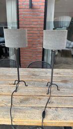 Bijzet lamp of nachtlampje grijze kap, Huis en Inrichting, Lampen | Tafellampen, Ophalen, Zo goed als nieuw, Stof, 50 tot 75 cm
