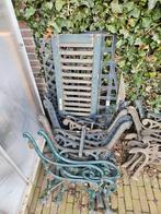 Diverse gietijzeren tuinbankdelen zij en rug delen, Ophalen, Gebruikt, Metaal