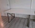 Eettafel 160 cm - Hoogglans Wit RVS Poten, Huis en Inrichting, Tafels | Eettafels, Ophalen, Gebruikt, 50 tot 100 cm, 150 tot 200 cm