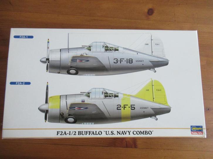 F2A-1/2 Buffalo - US Navy Combo (Hasegawa 1/72), Hobby en Vrije tijd, Modelbouw | Vliegtuigen en Helikopters, Nieuw, Vliegtuig