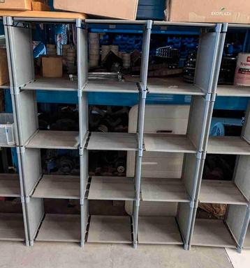VidaXL kast/rek 12 vaks 103x30x141 cm stof grijs (4x) beschikbaar voor biedingen