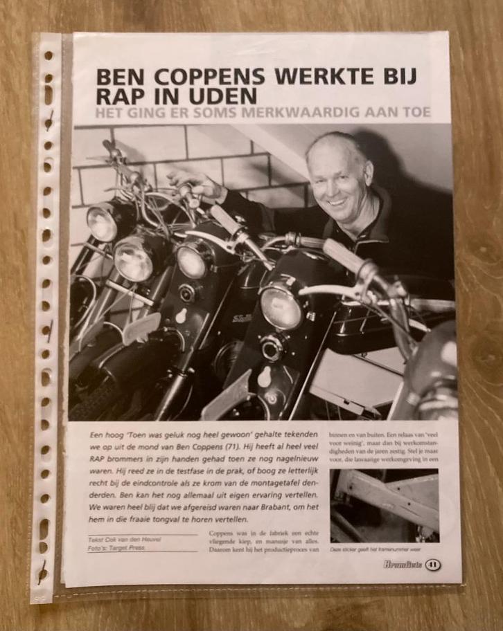 Unieke Map met documentatie Ben Coppens werkte bij RAP, Fietsen en Brommers, Handleidingen en Instructieboekjes, Zo goed als nieuw