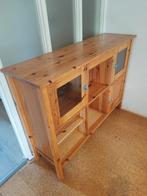Houten Dressoir met Glazen Deuren, Glas, 150 tot 200 cm, Ophalen of Verzenden, Landelijk