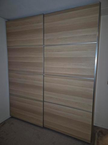 Schuifdeur Pax Ikea 200cm eiken met 8 Mehamn panelen