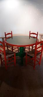 Staphorster ronde tafel met 4 stoelen, Huis en Inrichting, Ophalen, Gebruikt