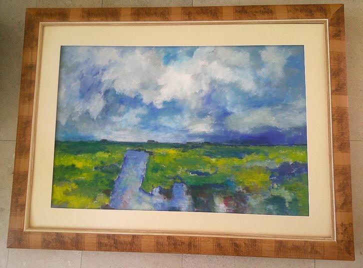 Abstraherend landschap -Jelle Hoogstra 1924-2003, Antiek en Kunst, Kunst | Schilderijen | Klassiek, Ophalen of Verzenden