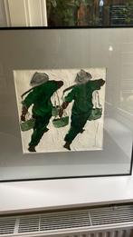 Schilderij met rijstdragers op Bali, Antiek en Kunst, Ophalen of Verzenden