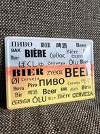 Decoratief Bier Bord - metalen plaat voor karton achter, Ophalen, Gebruikt