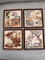 4 Ingelijste Art Nouveau Tegels - Seizoenen, Antiek en Kunst, Ophalen of Verzenden