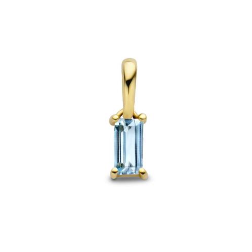 Gouden geboortesteenhangertje Maart - Aquamarijn - 14 K goud, Sieraden, Tassen en Uiterlijk, Kettinghangers, Nieuw, Goud, Blauw
