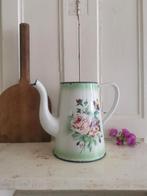 Emaille koffiepot met rozen en violen Japy, Ophalen of Verzenden