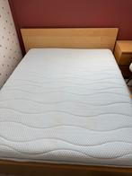Malm 2-persoonsbed + nachtkastje (opt. matras), Huis en Inrichting, Slaapkamer | Bedden, Ophalen, Zo goed als nieuw, Hout