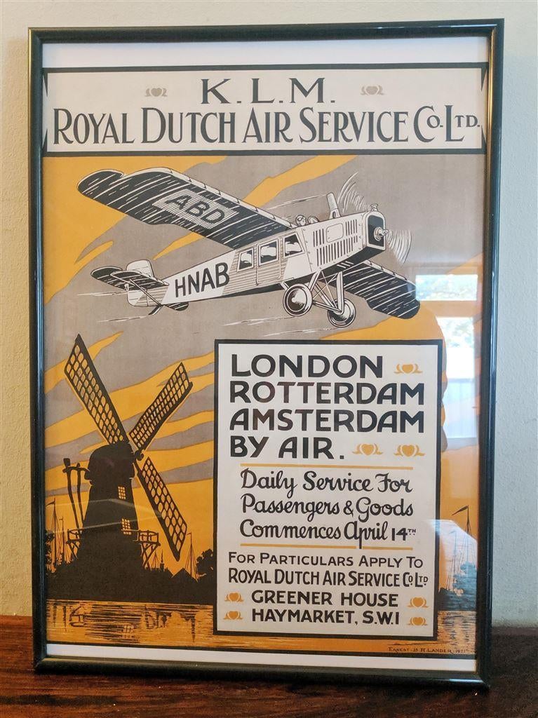 KLM Luchtvaart Affiche Poster in Lijst, Verzamelen, Luchtvaart en Vliegtuigspotten, Ophalen of Verzenden, Nieuw, Schaalmodel