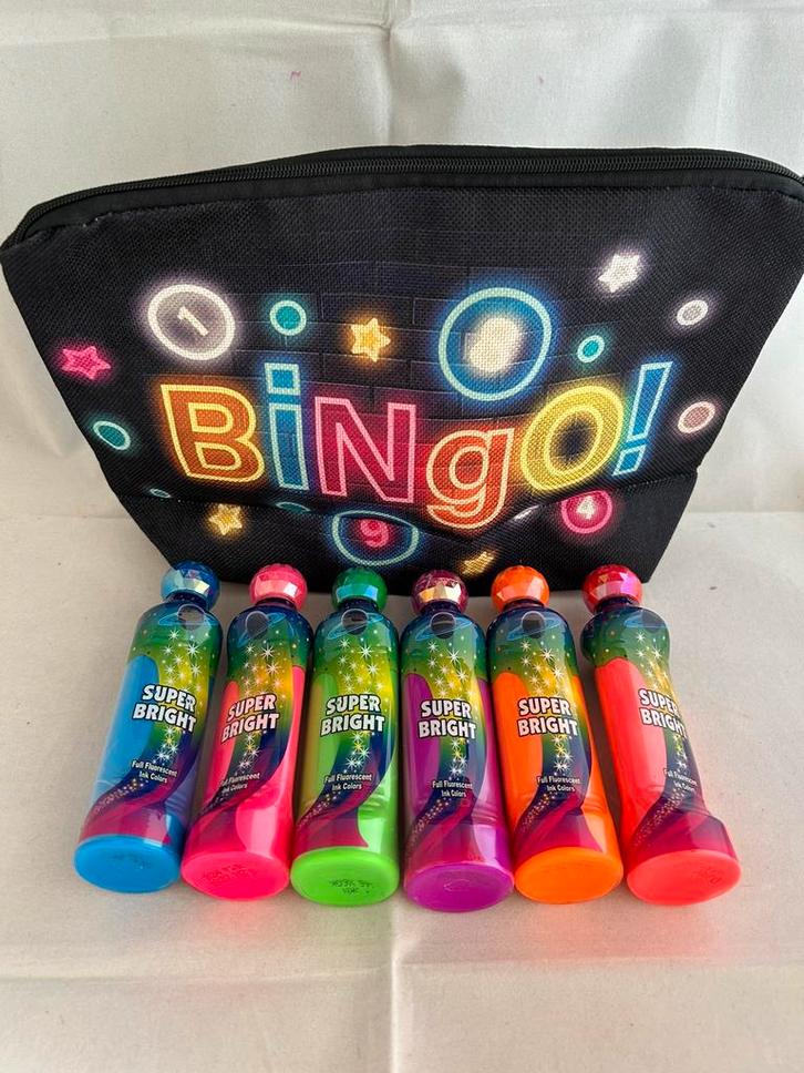 Set van 6 superbright bingo stiften incl etui, Hobby en Vrije tijd, Gezelschapsspellen | Overige, Nieuw, Ophalen of Verzenden