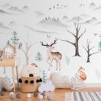Fotobehang / Behang - Kinderkamer - Bosdieren Avontuur, Verzenden, Kinderkamer Dieren, Wit, Minder dan 10 m²