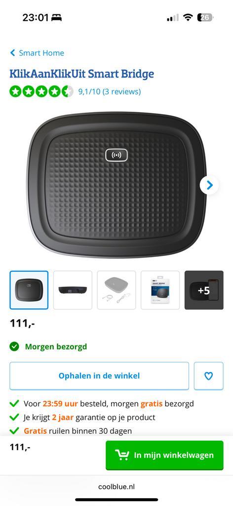 Klik aan klik uit smart bridge, Doe-het-zelf en Verbouw, Elektra en Kabels, Zo goed als nieuw, Ophalen of Verzenden