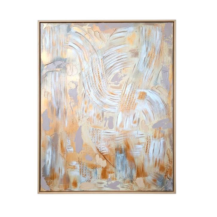 Abstract Schilderij met Gouden Accenten, Antiek en Kunst, Kunst | Schilderijen | Abstract, Ophalen