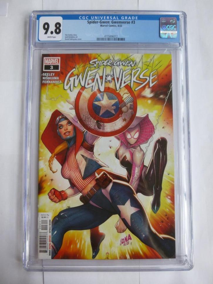 MARVEL SPIDER GWEN"GWEN VERSE 3"CGC 9.8 GRADED UIT 2022, Boeken, Strips | Comics, Nieuw, Eén comic, Amerika, Ophalen of Verzenden
