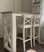 Houten eettafel met 2 stoelen, Huis en Inrichting, Tafels | Eettafels, Ophalen, Overige materialen, 100 tot 150 cm, Tot twee personen