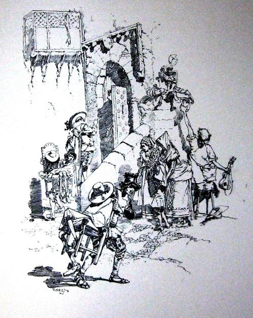 The Spanish Sharper 1892 Schelmenroman Quevedo Vellum band, Antiek en Kunst, Antiek | Boeken en Bijbels, Ophalen of Verzenden
