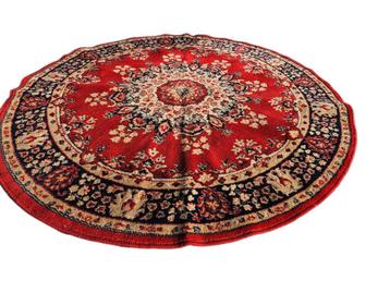 Prachtig vintage rond tapijt beschikbaar voor biedingen