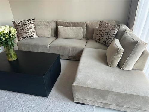 Mooie hoekbank lounge beige taupe, Huis en Inrichting, Banken | Complete zithoeken, Gebruikt, Ophalen of Verzenden