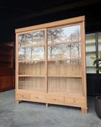 Grote teakhouten vitrinekast " Demontabel " museumkast #2622
