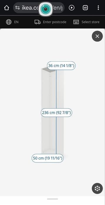3x Pax kastframe 36x50x236 wit, incl. indeling beschikbaar voor biedingen