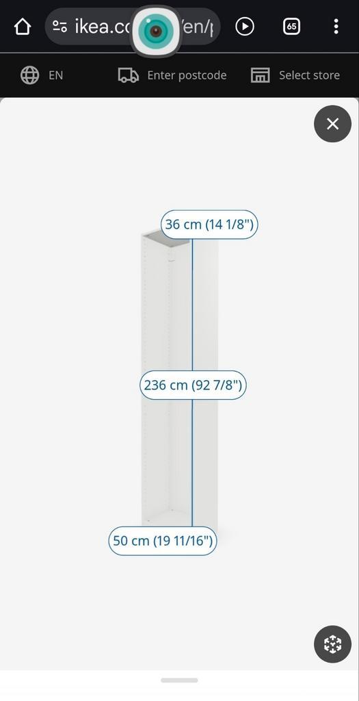 3x Pax kastframe 36x50x236 wit, incl. indeling, Huis en Inrichting, Kasten | Kledingkasten, Gebruikt, 200 cm of meer, 50 tot 100 cm