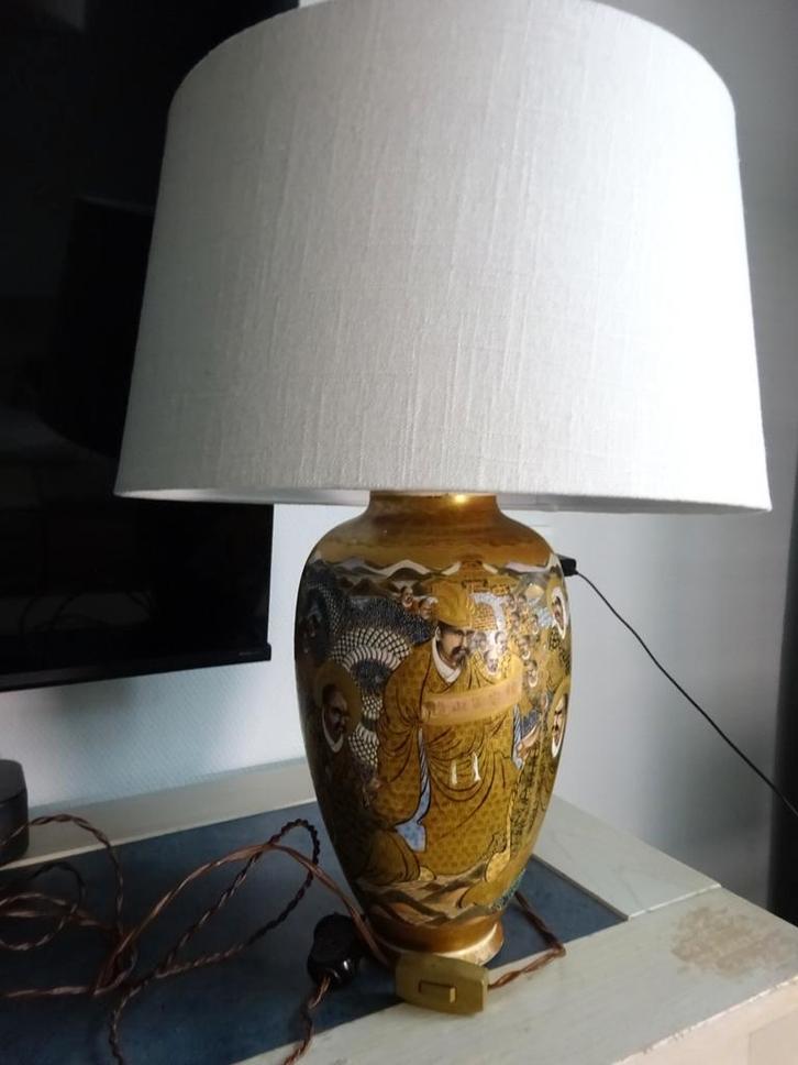 Antiek Japanse satsuma tafellamp, Antiek en Kunst, Antiek | Keramiek en Aardewerk, Ophalen of Verzenden