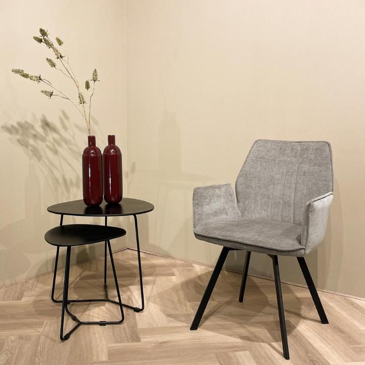 Livingfurn stoel Louise Grijs Draaibaar  met €49,= korting, Huis en Inrichting, Stoelen, Nieuw, Vijf, Zes of meer stoelen, Stof