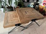 Salontafels Set Teca - verweerd Teakhout industrieel, Ophalen, 50 tot 100 cm, 50 tot 100 cm, Zo goed als nieuw