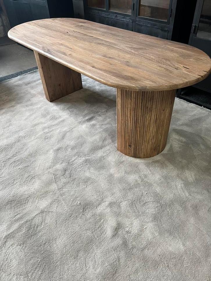 Eettafel 200 cm – Deens ovaal – Mangohout bruin, Huis en Inrichting, Tafels | Eettafels, Zo goed als nieuw, 100 tot 150 cm, 200 cm of meer