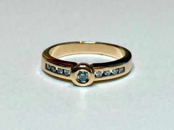 Prachtige gouden ring met 9 natuurlijke VS diamanten! 19,5mm beschikbaar voor biedingen