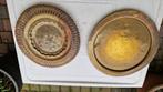 2 antieke koperen schotels wandborden met deco, Antiek en Kunst, Antiek | Koper en Brons, Ophalen of Verzenden, Koper