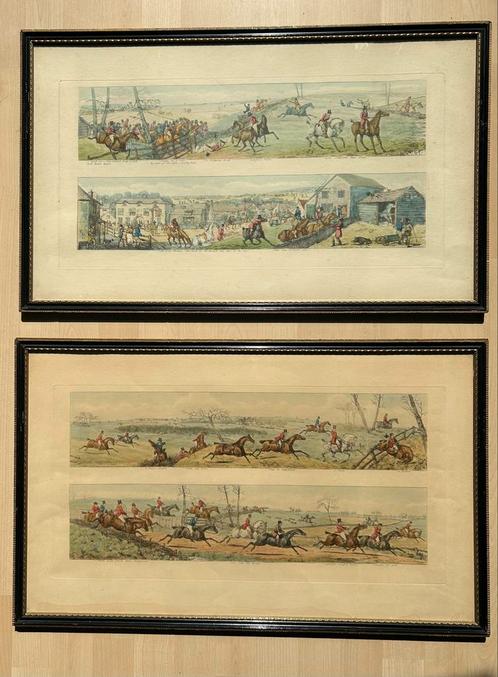 Henry Alken - 4 handgekleurde etsen Ruitersport ca. 1820, Antiek en Kunst, Kunst | Etsen en Gravures, Ophalen of Verzenden
