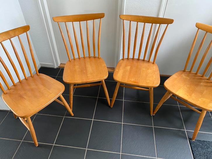 Set van 4 Bengt Akerblom en Gunnar Eklöf stoelen, Huis en Inrichting, Stoelen, Zo goed als nieuw, Vier, Hout, Bruin, Ophalen of Verzenden