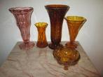 19 stuks amber art deco glas vaas schaal persglas dekseldoos, Antiek en Kunst, Antiek | Glas en Kristal, Ophalen