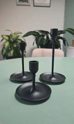 Drie losse kandelaren, verschillende hoogtes, zwart, Zwart, Ophalen of Verzenden, Zo goed als nieuw, Metaal