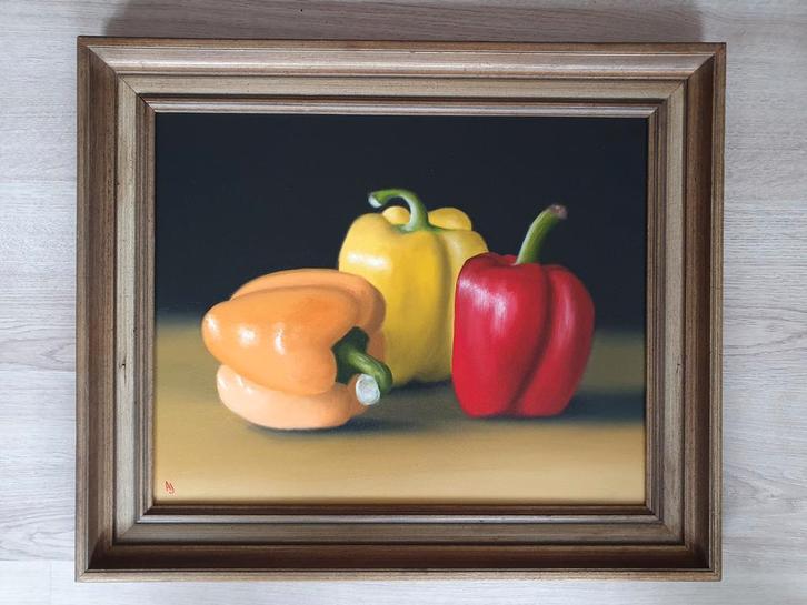 Paprika Schilderij - A.J. Oppedijk, Antiek en Kunst, Kunst | Schilderijen | Klassiek, Ophalen of Verzenden