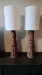Set XL tafellampen/vloerlampen Aziatische gravure nieuwe kap, Hout, Design, Nieuw, Ophalen of Verzenden