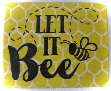 Houten geschilderd bord Let it Bee/bij/ honing /decor/tuin beschikbaar voor biedingen
