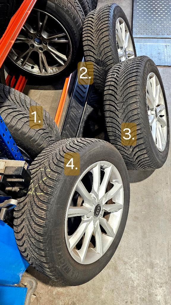 Winterbanden op LM Audi-velgen 17 inch (A6 c7 - c8) cq A5, Auto-onderdelen, Banden en Velgen, Banden en Velgen, Winterbanden, 17 inch