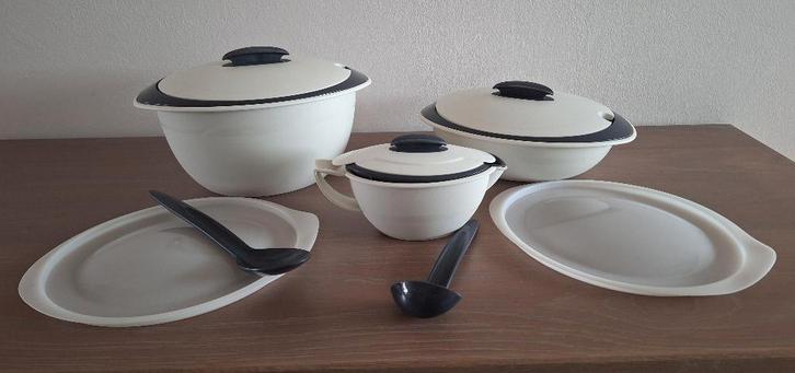 Mooie tupperware Thermo Duo set in de kleur wit/ antraciet, Huis en Inrichting, Keuken | Tupperware, Zo goed als nieuw, Schaal