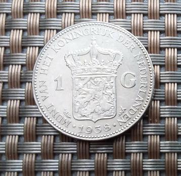 1 gulden Wilhelmina 1938 zilver, kwaliteit zfr/pr beschikbaar voor biedingen